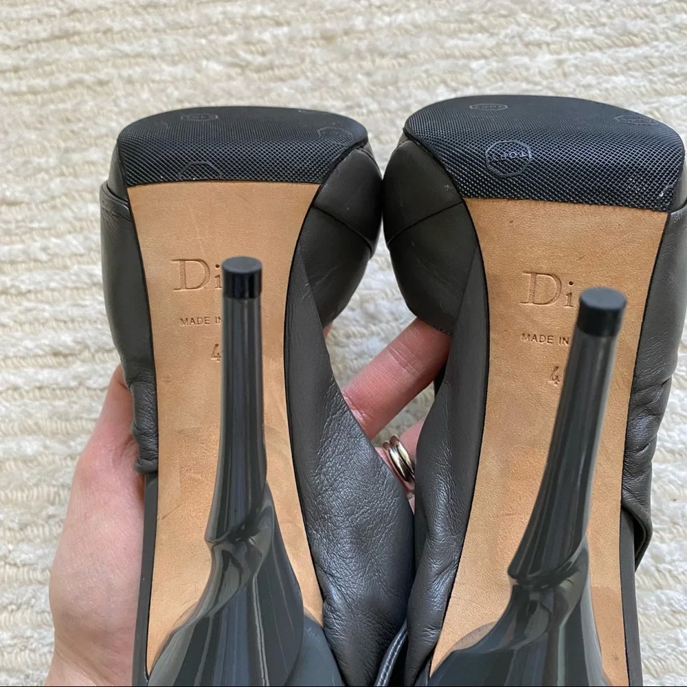 Christian Dior grey leather sling back heels